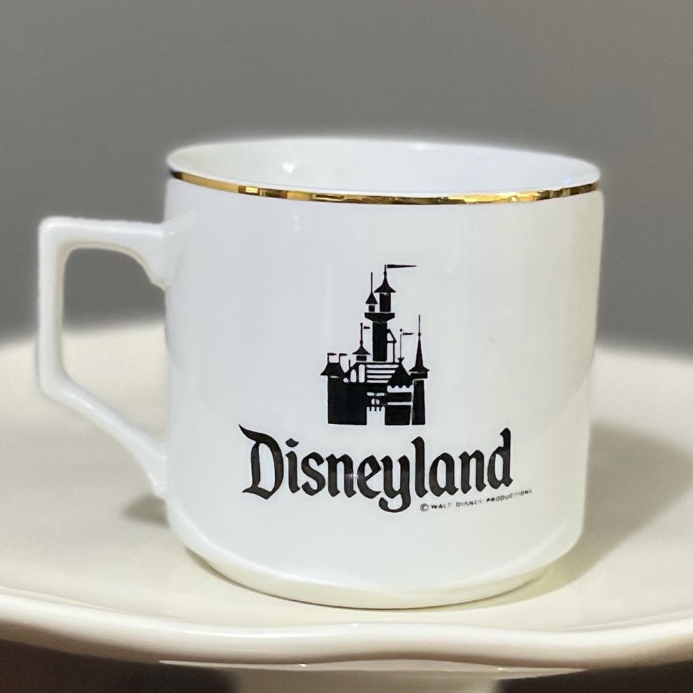 Vintage Disneyland White and Black Gold Trimmed Co